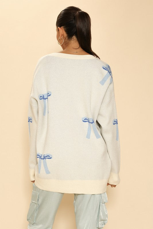 Lucy all over bow knit cardigan Le Papillon Style