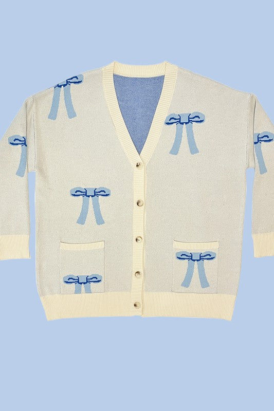 Lucy all over bow knit cardigan Le Papillon Style