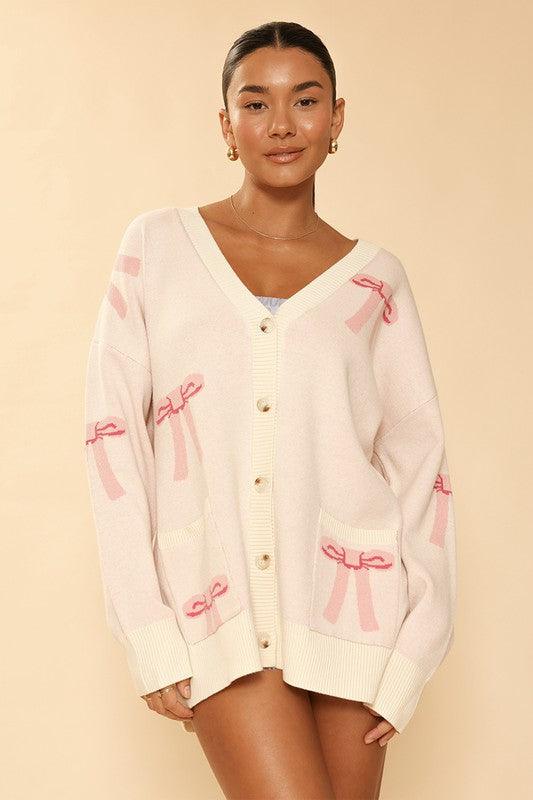 Lucy all over bow knit cardigan Le Papillon Style