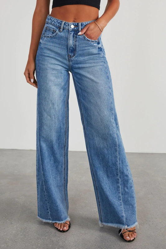 Wide Leg Jeans with Pockets Le Papillon Style