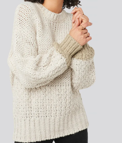 Two Toned Knitted Sweater Le Papillon Style