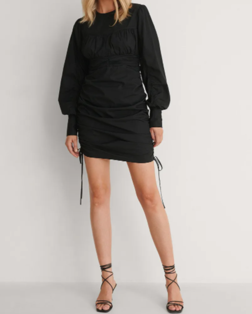 Gathered Skirt Balloon Sleeve Dress Le Papillon Style
